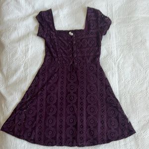 Deep purple lacy dress with slip